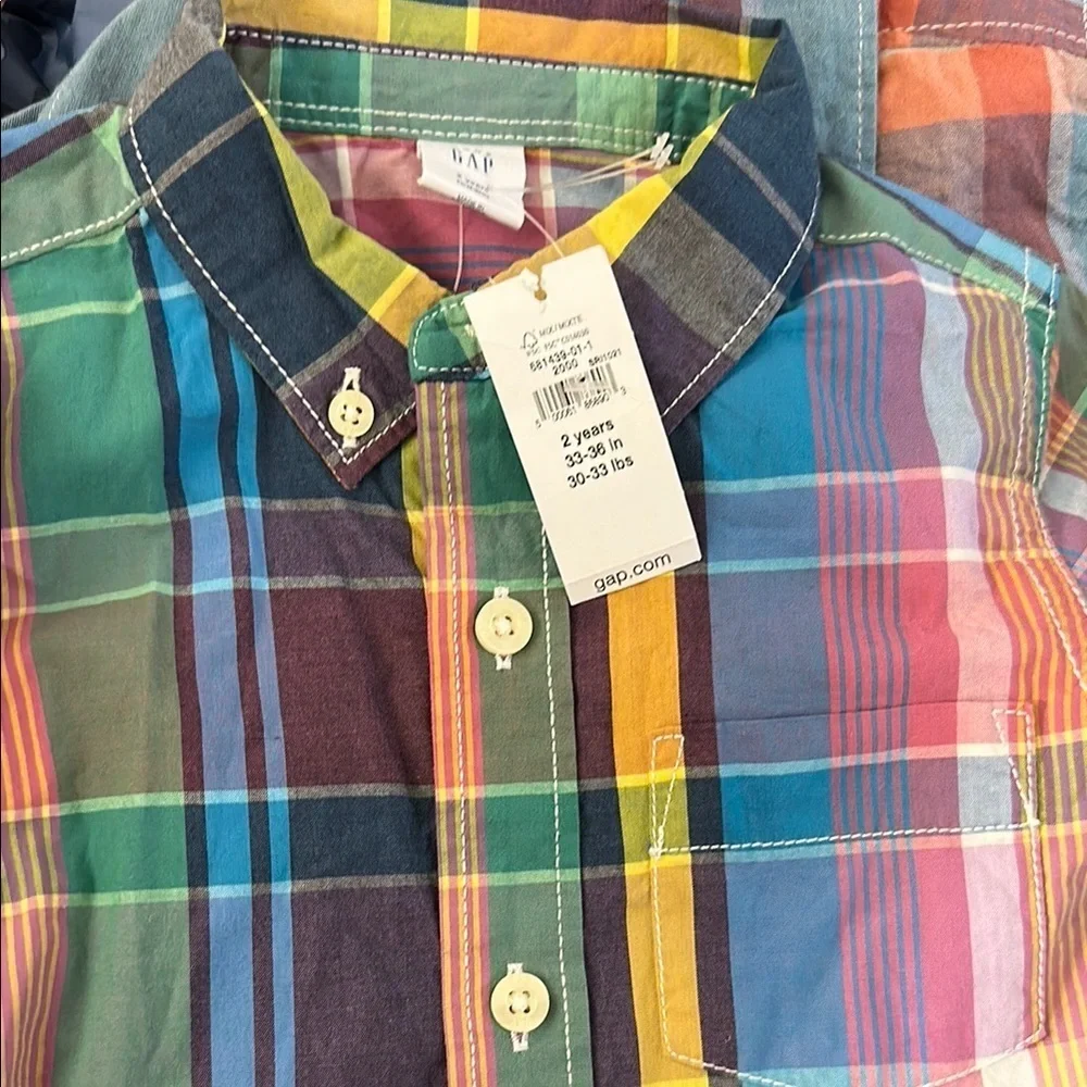 GAP Blue and Green Button Down Shirt Casual